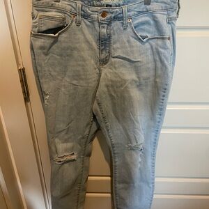 Women's Light Blue Distressed Jeans